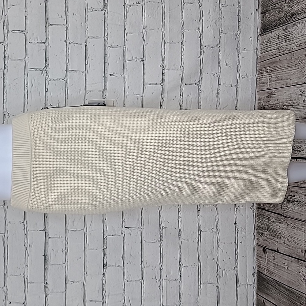 Revolve Callahan Jada Cotton Shaker Knit Fitted Side Slit Midi Skirt Creme NWT